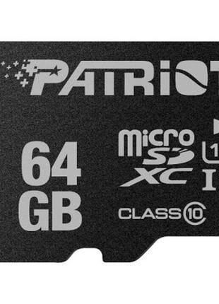 Карта памяти patriot 64gb microsd class10 uhs-i (psf64gmdc10)