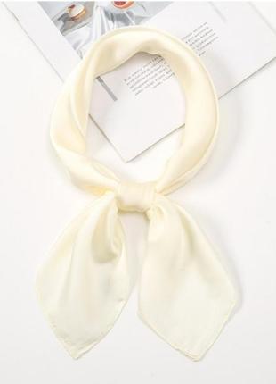 Молочний шифоновий платок хустка хустина на шию на сумку косинка шарф однотонний
