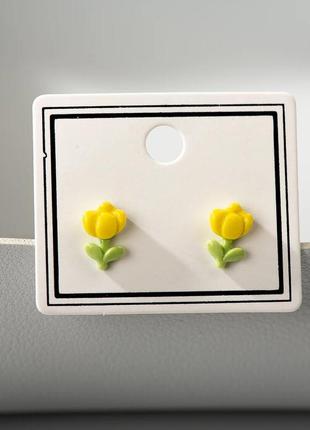 Серьги керамические минимализм тюльпаны дизайнерские