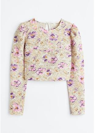 Укороченная блуза из крепа h&m цветы этикетка