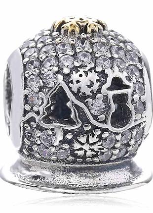 Серебряный шарм (подвеска) для браслета "снежный шар"