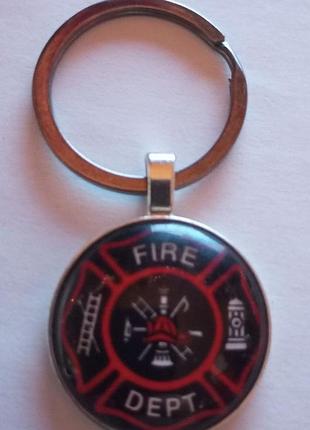 Брелок металл и стекло fire dept спасатель пожарный мчс