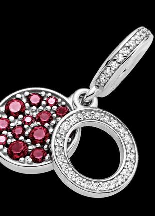 Серебряный шарм (подвеска) для браслета пандора  "яркий красный диск" 799186c03