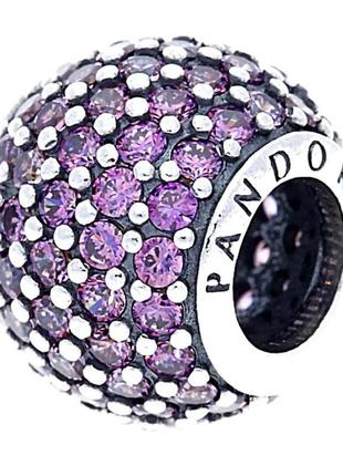 Серебряный шарм пандора  "фиолетовый шар паве" 791051cfp