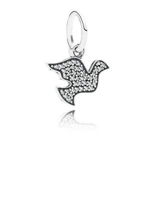 Срібна намистина (шарм) для браслета пандора  "голуб" 791350cz
