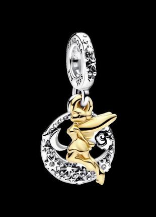 Серебряный шарм (подвеска) для браслета пандора  "звёздная ночь и динь-динь" 762517c01