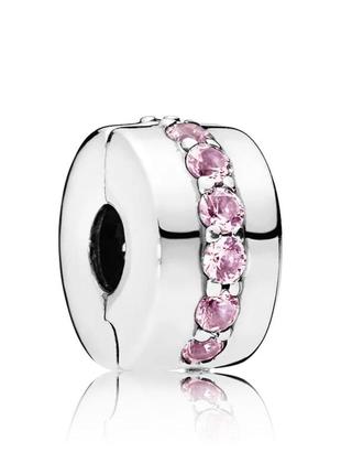Серебряный шарм (подвеска) для браслета пандора "розовая полоса" 791972pcz