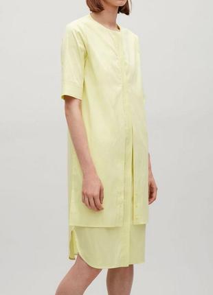 Желтое платье рубашка в минималистическом стиле женское cos, размер l, xl