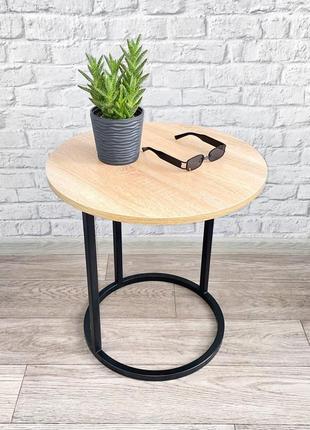 Столик журнальный кофейный приставной прикроватный "импреза", столешница дуб сонома д 500, н-616 мм лофт