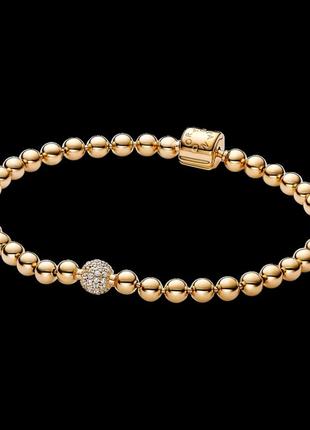 Серебряный браслет "бисер и паве"