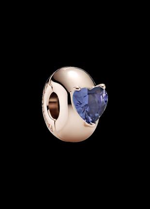 Срібна намистина-кліпса пандора    "сине сердце солітер" 789203c02