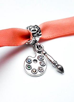 Серебряный шарм (подвеска) для браслета пандора  «палитра» 791268czmx