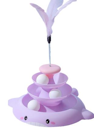 Интерактивная игрушка для кота веселый лабиринт с пером фиолетова
