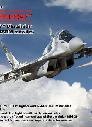 Сборная модель icm 72143 «радарный охотник» миг-29 «9-13» украинский истребитель с ракетами harm