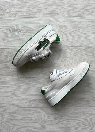 Шикарні кросівки lacoste ace clip logo sneakers white/green6 фото