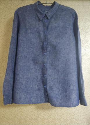Marks& spencer m&s m&s collection актуальна базова лляна  кежуал сорочка рубашка блуза блузка оверсайз льон лен pure linen, р.uk 14