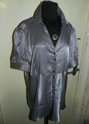 Чудова,"атласна"-стрейч,легенька блузка в смужку,великого розміру,evans,румунія