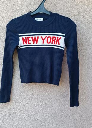 Фирменный лонгслив гольф на мальчика в рубчик h&amp;m new york