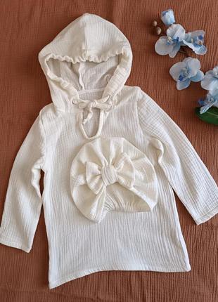 Туніка муслін сорочка з капюшоном халатик пляжний