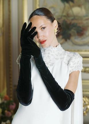 Высокие длинные бархатные велюровые театральные оперные перчатки в винтажном стиле гетсби