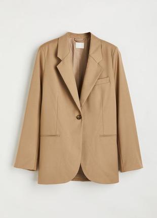 Однобортный жакет бежевый h&m трендовый женский актуальный стильный пиджак