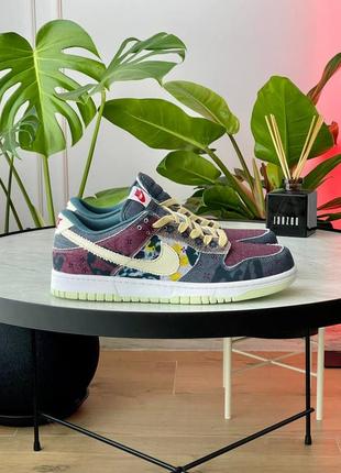 Чоловічі кросівки бордові з сірим nike dunk low sp ‘community garden’