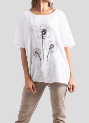 Біла літня натуральна блуза lv clothing блуза-футболка оверсайз