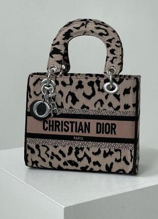 Актуальна леопардова жіноча сумка міні текстильна сумка з леопардовим принтом брендова сумка christian dior lady d-lite leo