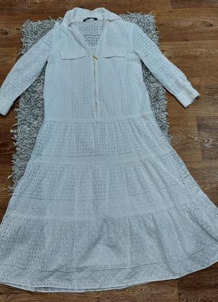 Платье zara с вышивкой белое новинка ss23 размеры s. 100% бавовна.