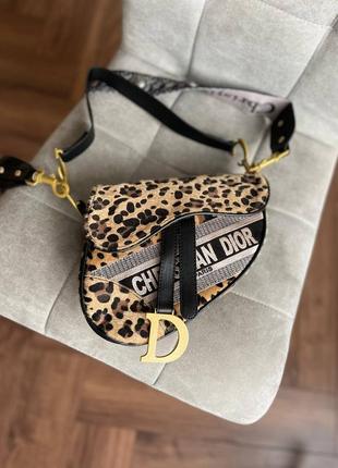 Стильная леопардовая сумка седло сумка кросс боди коричневая сумка christian dior saddle textile leo сумка dior leo сумка леопард