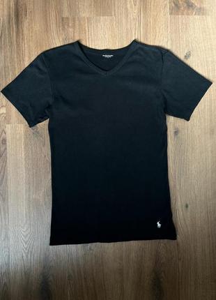 Черная футболка женская белый лого polo ralph lauren размер