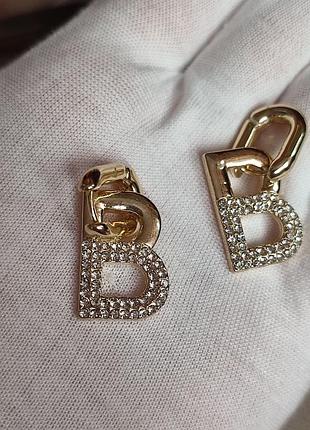 Стильні сережки 2в 1 з камінням цирконію в стилі balenciaga 💎