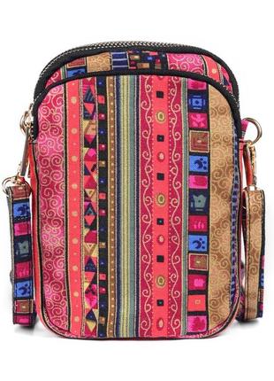 Женская сумка мессенджер барсетка через плечо тканевая
