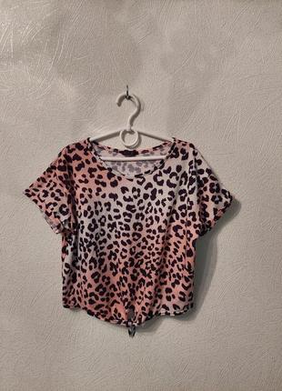 Леопардовая футболка, топ, на завязках