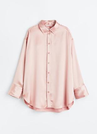 Сатінова блузка ніжна пудрова рожева