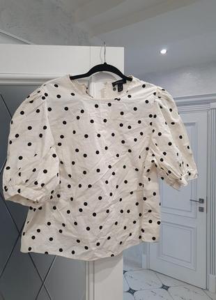 Стильна котонова блуза сорочка в горох