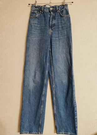 Крутые прямые джинсы трубы, высокая посадка, плотный джинс, длинные topshoр размер 8/euro36/наш с