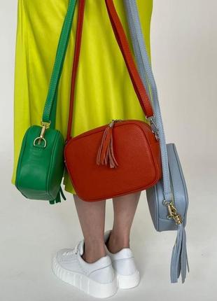 Маленька італійська натуральна шкіряна сумка жіноча крос-боді міні сумочка через плече