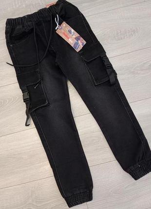 Дитячі джинси на шнурівці джинсові джогери  taurus  152/158