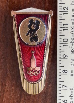 Значок "олимпиада-80 олимпийский мишка" 6 см
