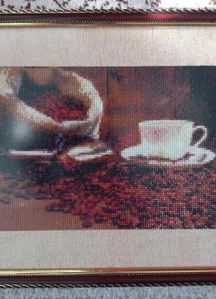 Картина алмазная мозаика вышивка из страз чашка кофе 30×40
