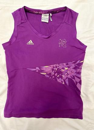 Adidas жіноча яскрава майка, фіолетова спортивна футболка для бігу, розмір s