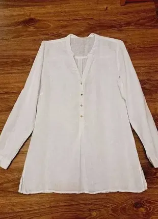 Белоснежная льняная рубашка, размер s-m