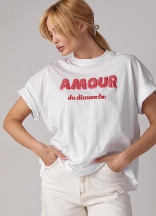 Футболка oversize з написом amour