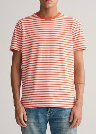 Шикарна футболка gant striped regular fit t-shirt orange/white