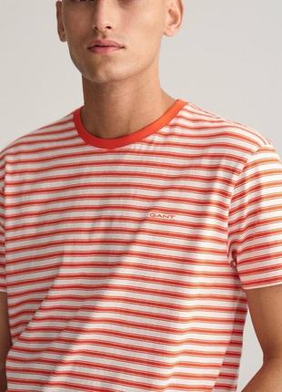 Шикарна футболка gant striped regular fit t-shirt orange/white3 фото