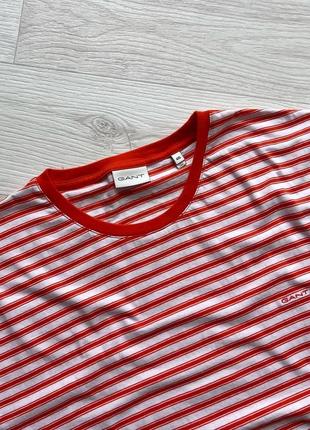 Шикарна футболка gant striped regular fit t-shirt orange/white4 фото