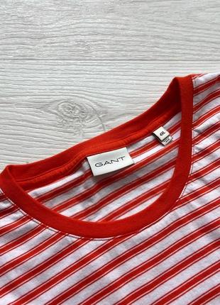 Шикарна футболка gant striped regular fit t-shirt orange/white8 фото