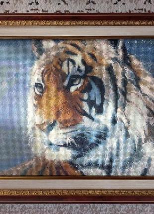 Вишивка алмазною технікою алмазна мозаїка картина стразами тигр тварина звір 50×40(40×30)