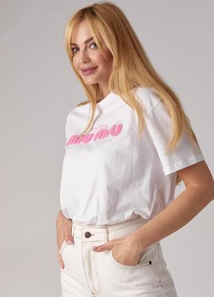 Трикотажная футболка с надписью miu Jacket miu3 фото